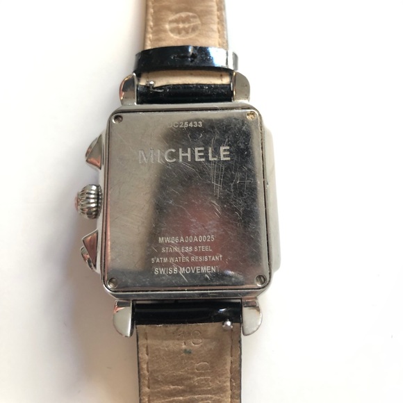 Michele Watch with Black Patent Band (no diamonds) - Picture 12 of 15